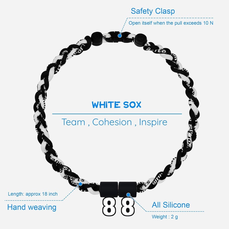 SUPBOMM Baseball Rope Necklaces, League Team Colors Braided Necklace with Number Pendant, Baseball Team Gifts - Image 2